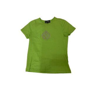 Original Vintage Ralph Lauren Green T-Shirt Embroidered Silver Logo Size SP